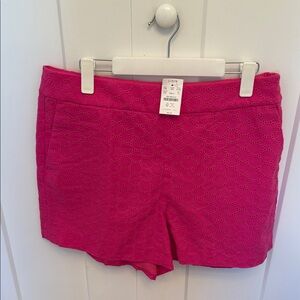 J. Crew Pink Eyelet Shorts with side zip and pockets size 14